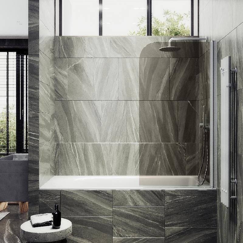 Шторка для ванны Maybahglass (Майбахгласс) поворотная на монопетле 1400х700 мм, стекло Бронза , профиль Белый MGV-616-1