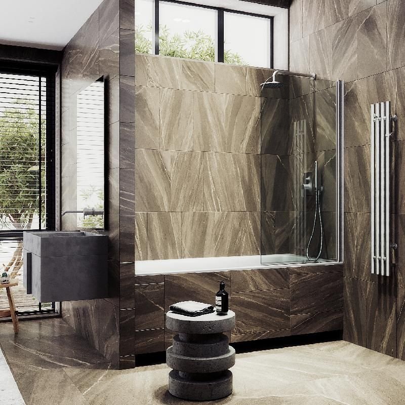 Шторка для ванны Maybahglass (Майбахгласс) поворотная на монопетле 1400х700 мм, стекло Бесцветное , профиль Хром матовый MGV-599-5