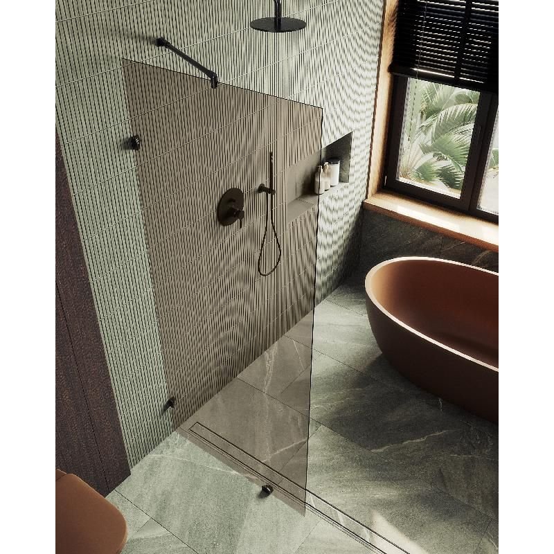 Душевая перегородка Maybahglass (Майбахгласс) коннектор стена-стекло 1950х890 мм, Стекло 8 мм Бронза MGD-263-6