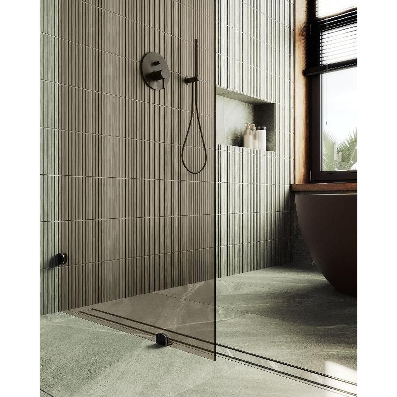 Душевая перегородка Maybahglass (Майбахгласс) коннектор стена-стекло 1950х890 мм, Стекло 8 мм Бронза MGD-263-6