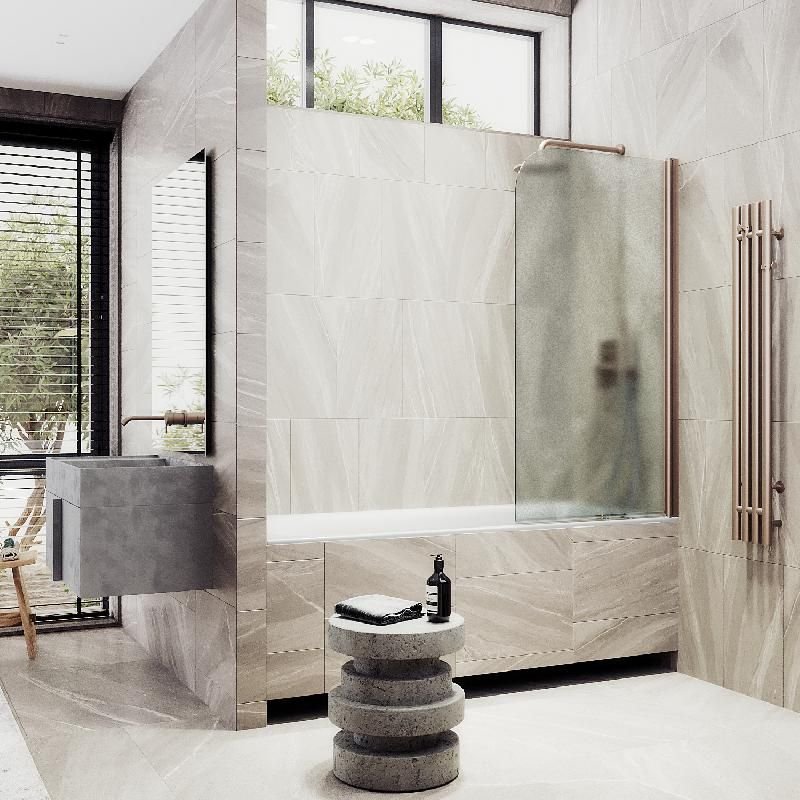 Шторка для ванны Maybahglass (Майбахгласс) поворотная на монопетле 1400х800 мм, стекло Сатин , профиль Бронза MGV-621-2