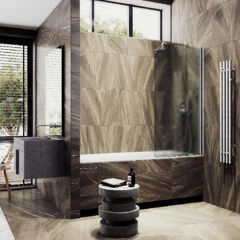 Шторка для ванны Maybahglass (Майбахгласс) поворотная на монопетле 1400х800 мм, стекло Сатин , профиль Хром матовый MGV-621-5