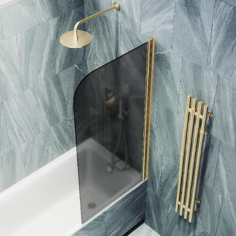 Шторка для ванны Maybahglass (Майбахгласс) поворотная на монопетле 1400х800 мм, стекло Графит матовый , профиль Золото MGV-624-3