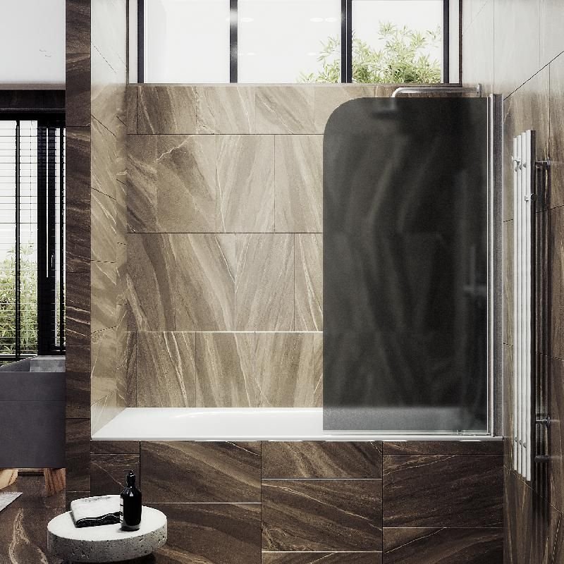 Шторка для ванны Maybahglass (Майбахгласс) поворотная на монопетле 1400х800 мм, стекло Графит матовый , профиль Хром матовый MGV-624-5