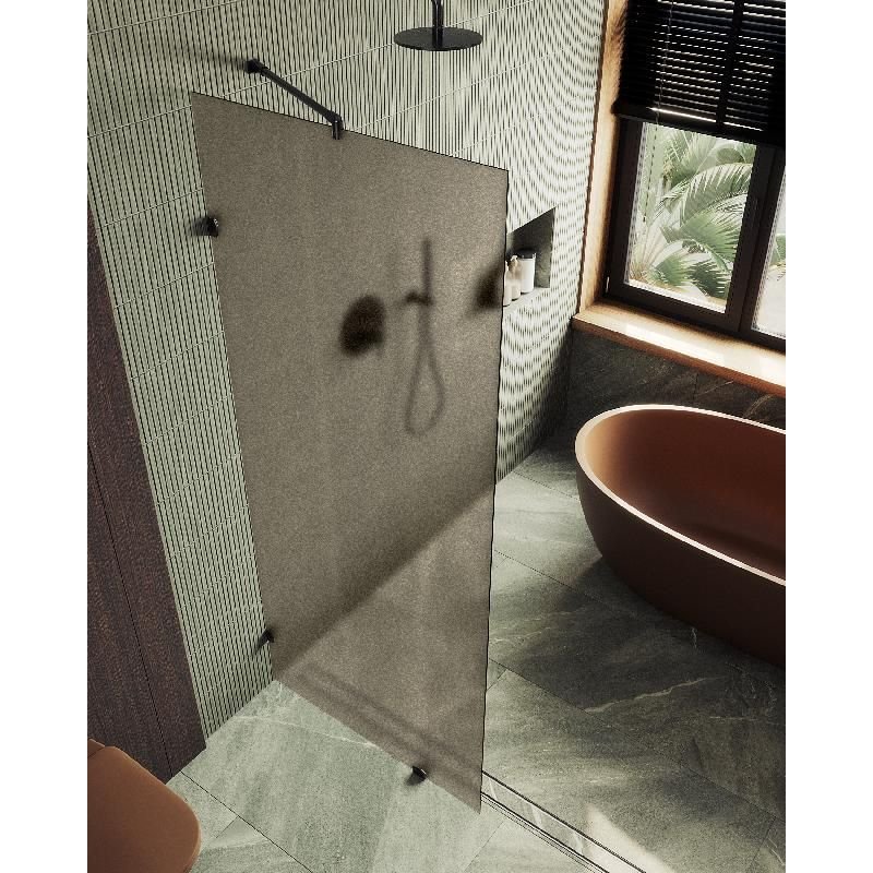 Душевая перегородка Maybahglass (Майбахгласс) коннектор стена-стекло 1950х890 мм, Стекло 8 мм Бронза матовая MGD-266-6