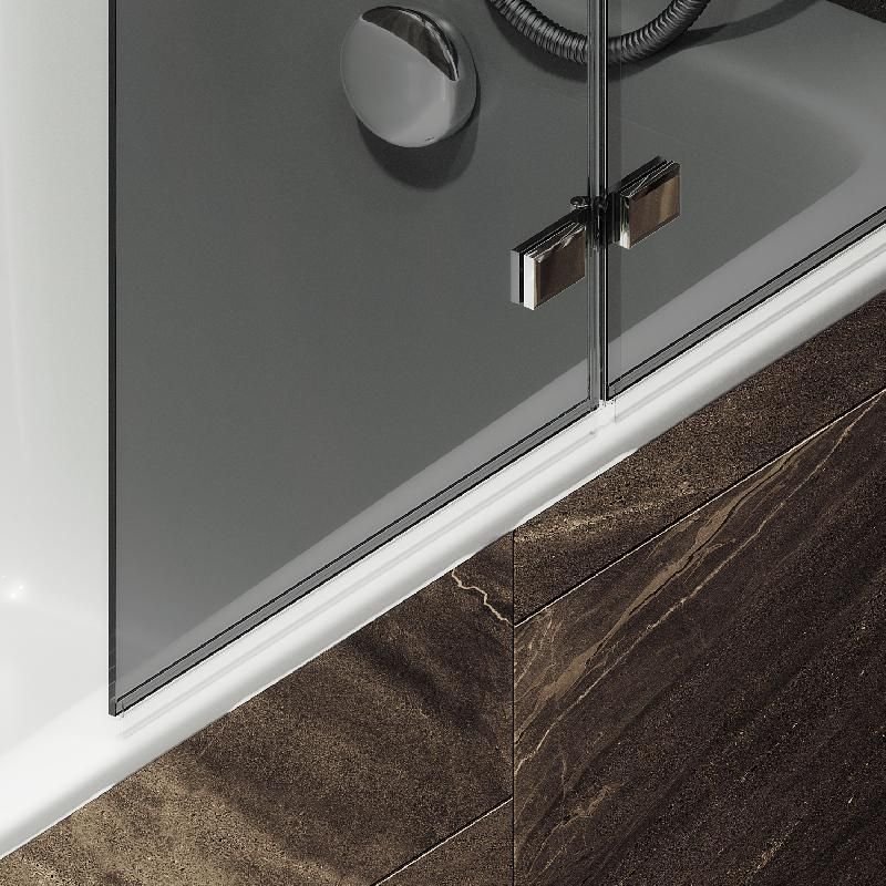 Шторка для ванны Maybahglass (Майбахгласс) складная 2 секции 1400х515 мм, Стекло 6 мм Графит MGV-576-4