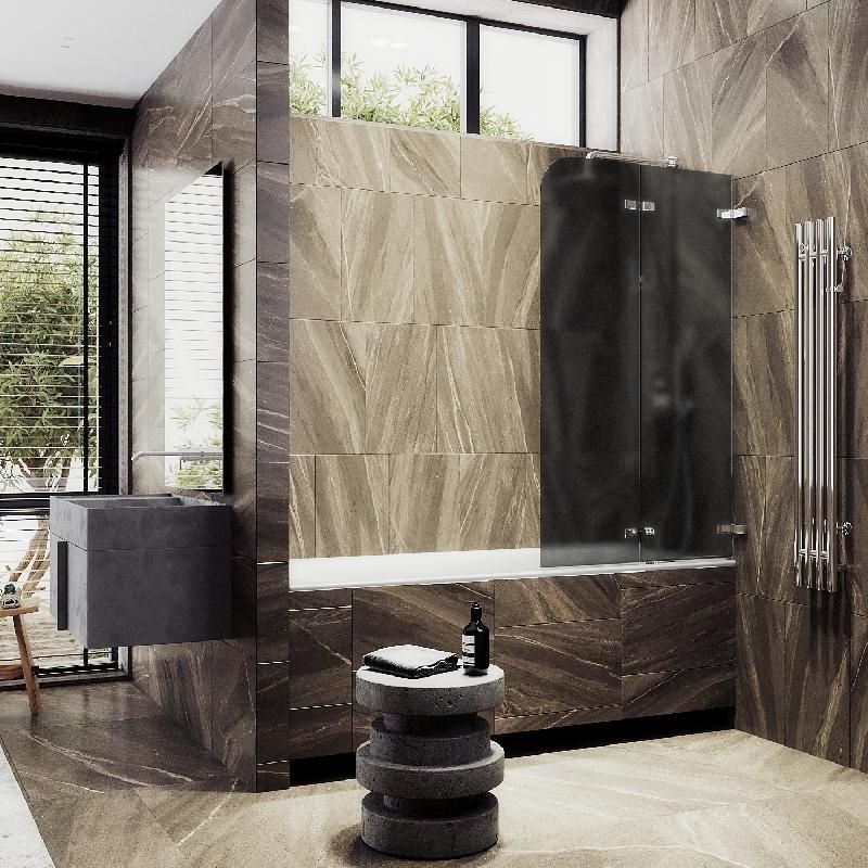 Шторка для ванны Maybahglass (Майбахгласс) складная 2 секции 1400х515 мм, Стекло 6 мм Графит матовый MGV-577-4