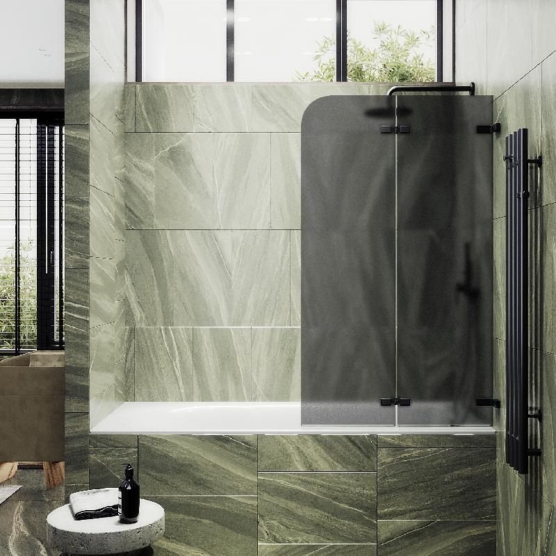 Шторка для ванны Maybahglass (Майбахгласс) складная 2 секции 1400х515 мм, Стекло 6 мм Графит матовый MGV-577-6