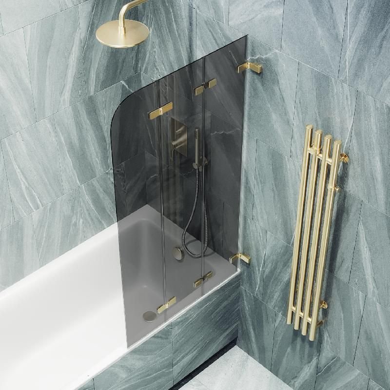 Шторка для ванны Maybahglass (Майбахгласс) складная 3 секции 1400х750 мм, Стекло 6 мм Графит MGV-583-3