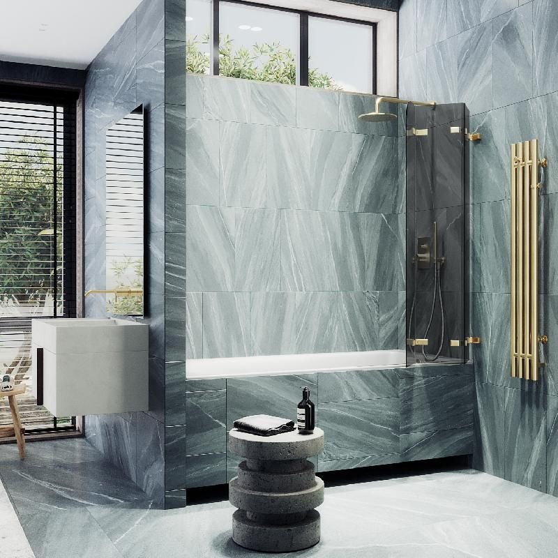 Шторка для ванны Maybahglass (Майбахгласс) складная 3 секции 1400х750 мм, Стекло 6 мм Графит MGV-583-3