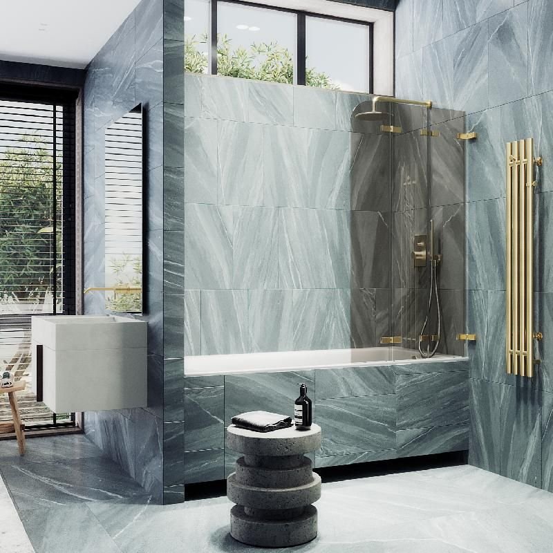 Шторка для ванны Maybahglass (Майбахгласс) складная 3 секции 1400х750 мм, Стекло 6 мм Бронза MGV-580-3