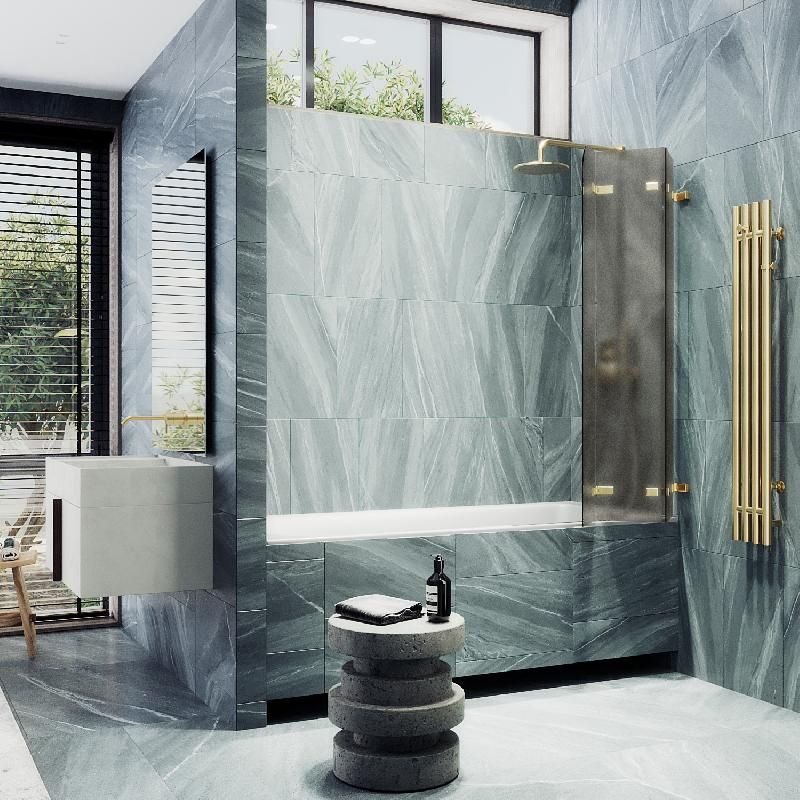 Шторка для ванны Maybahglass (Майбахгласс) складная 3 секции 1400х750 мм, Стекло 6 мм Бронза матовая MGV-579-3