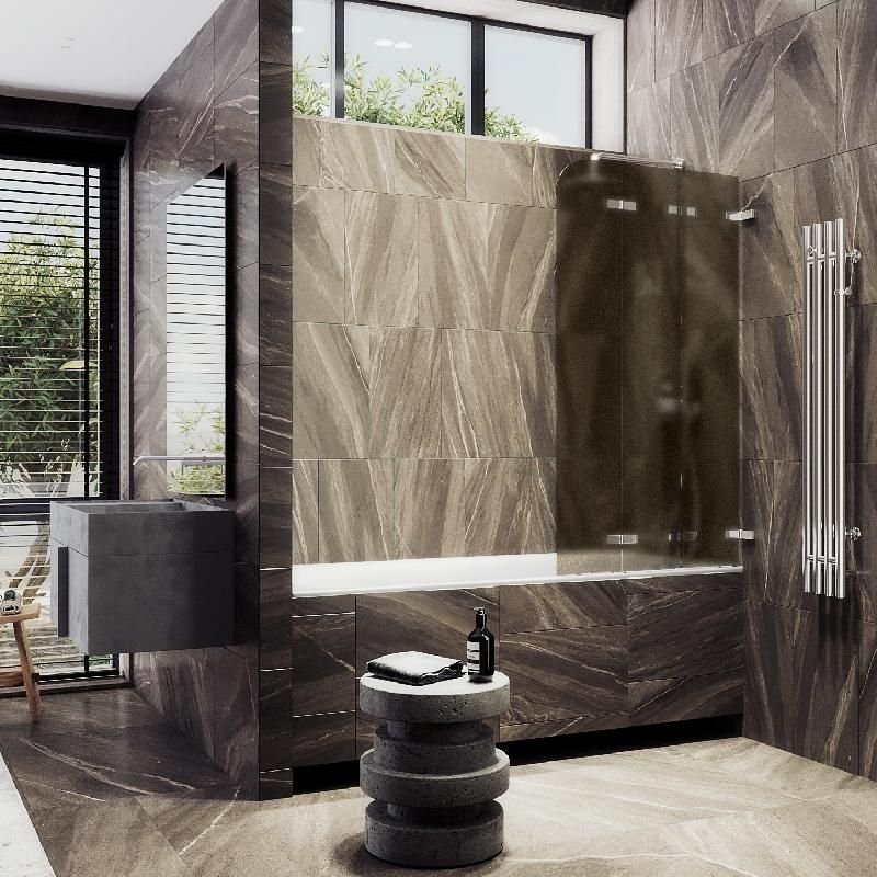 Шторка для ванны Maybahglass (Майбахгласс) складная 3 секции 1400х750 мм, Стекло 6 мм Бронза матовая MGV-579-4