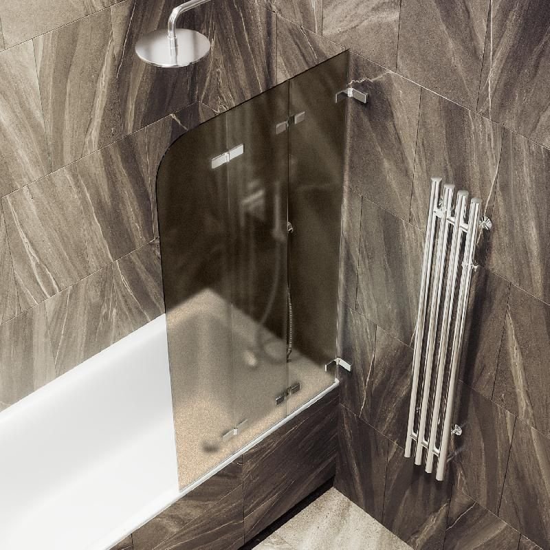 Шторка для ванны Maybahglass (Майбахгласс) складная 3 секции 1400х750 мм, Стекло 6 мм Бронза матовая MGV-579-4