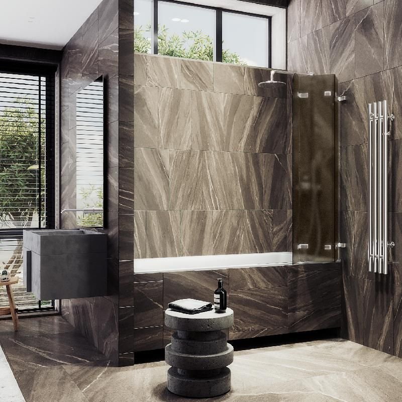 Шторка для ванны Maybahglass (Майбахгласс) складная 3 секции 1400х750 мм, Стекло 6 мм Бронза матовая MGV-579-4