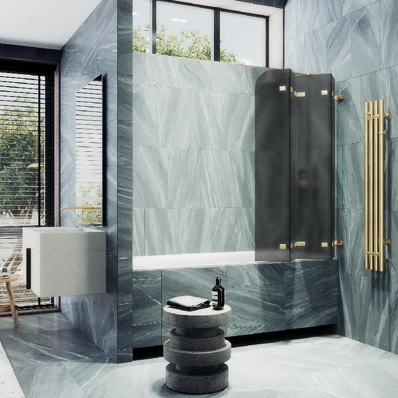 Шторка для ванны Maybahglass (Майбахгласс) складная 4 секции 1400х980 мм, Стекло 6 мм Графит матовый MGV-589-3