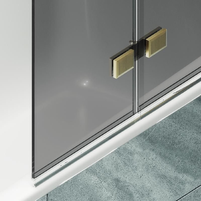 Шторка для ванны Maybahglass (Майбахгласс) складная 4 секции 1400х980 мм, Стекло 6 мм Графит MGV-588-3