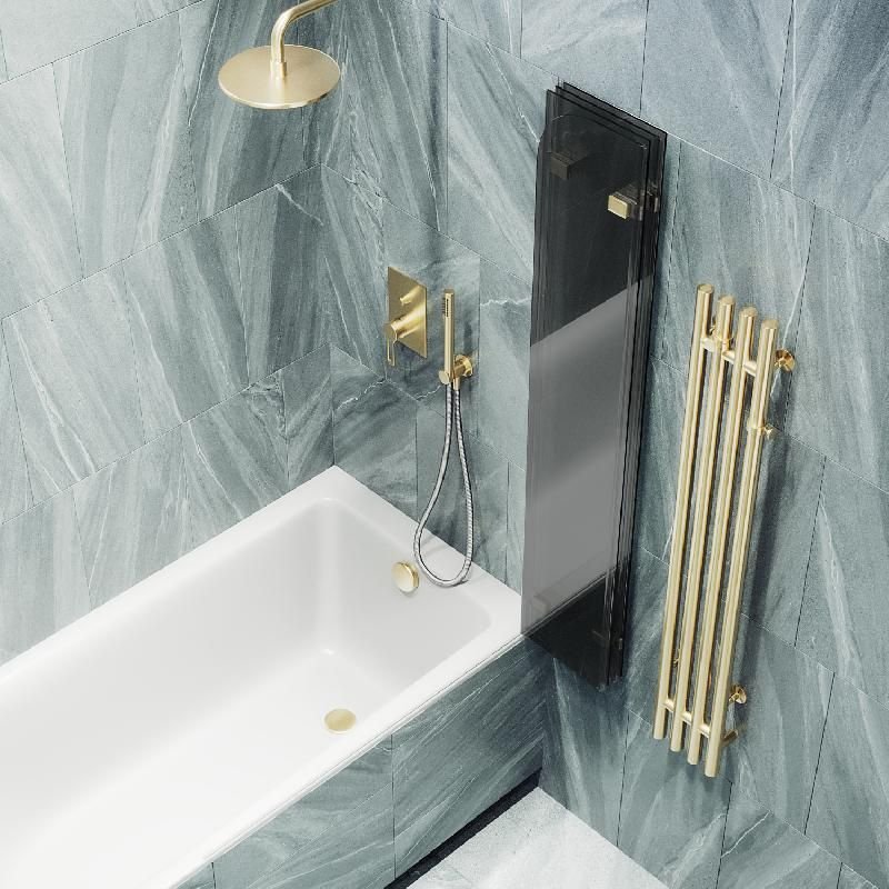 Шторка для ванны Maybahglass (Майбахгласс) складная 4 секции 1400х980 мм, Стекло 6 мм Графит MGV-588-3