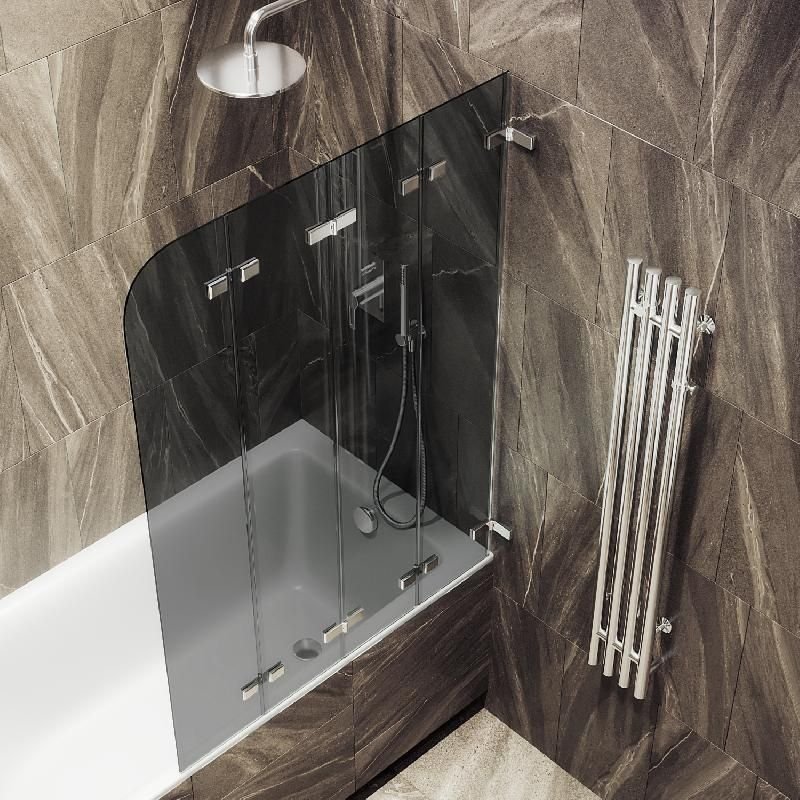 Шторка для ванны Maybahglass (Майбахгласс) складная 4 секции 1400х980 мм, Стекло 6 мм Графит MGV-588-4