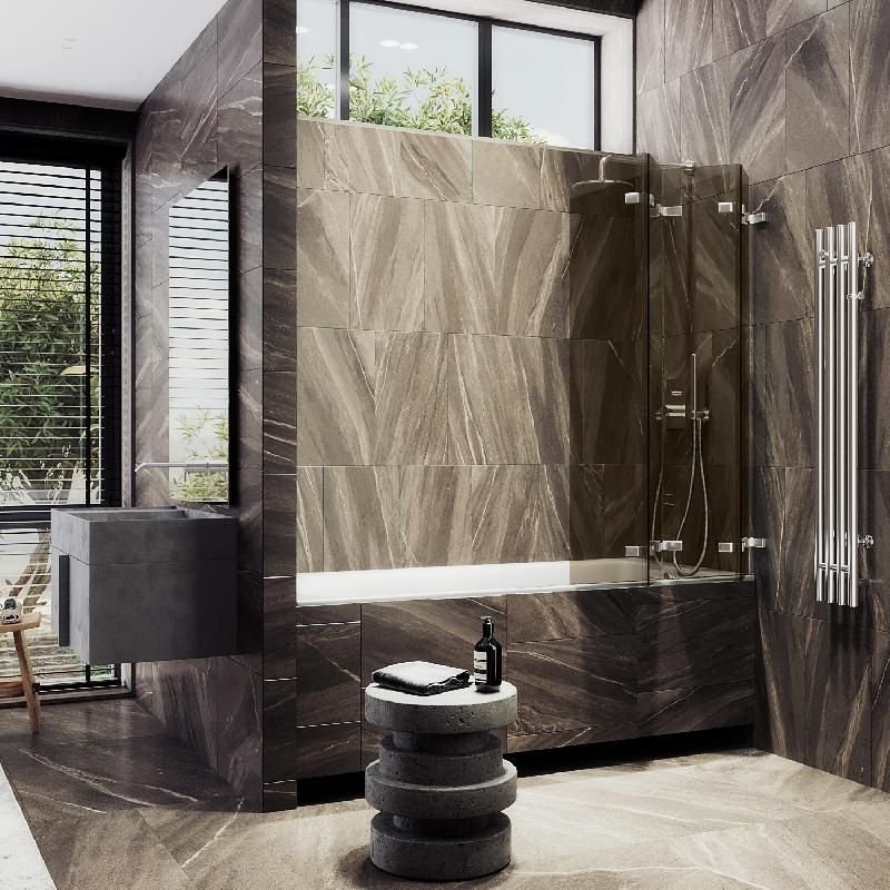 Шторка для ванны Maybahglass (Майбахгласс) складная 4 секции 1400х980 мм, Стекло 6 мм Бронза MGV-585-4