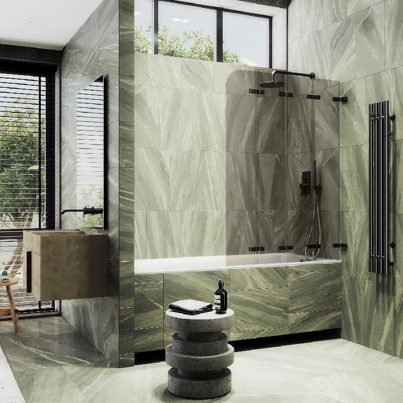 Шторка для ванны Maybahglass (Майбахгласс) складная 4 секции 1400х980 мм, Стекло 6 мм Бронза MGV-585-6