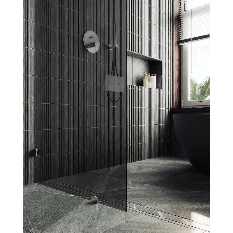 Душевая перегородка Maybahglass (Майбахгласс) коннектор стена-стекло 1950х890 мм, Стекло 8 мм Графит MGD-275-4