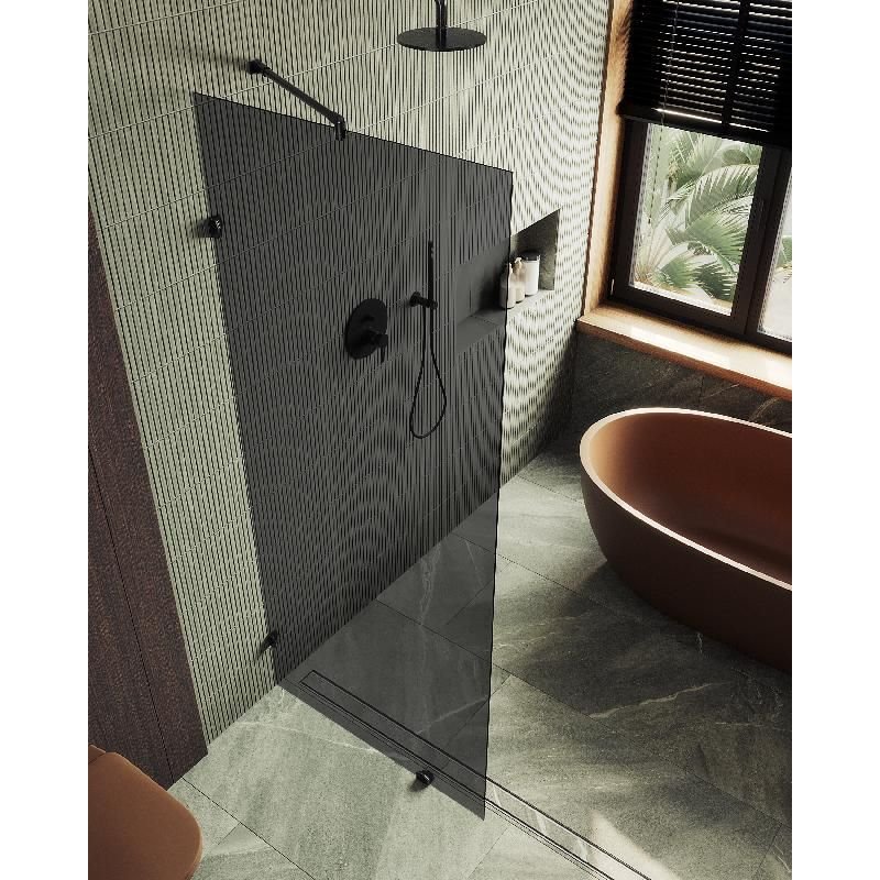 Душевая перегородка Maybahglass (Майбахгласс) коннектор стена-стекло 1950х890 мм, Стекло 8 мм Графит MGD-275-6