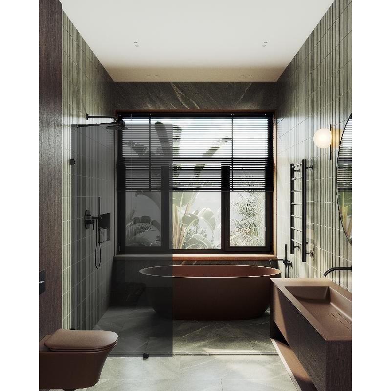 Душевая перегородка Maybahglass (Майбахгласс) коннектор стена-стекло 1950х890 мм, Стекло 8 мм Графит MGD-275-6