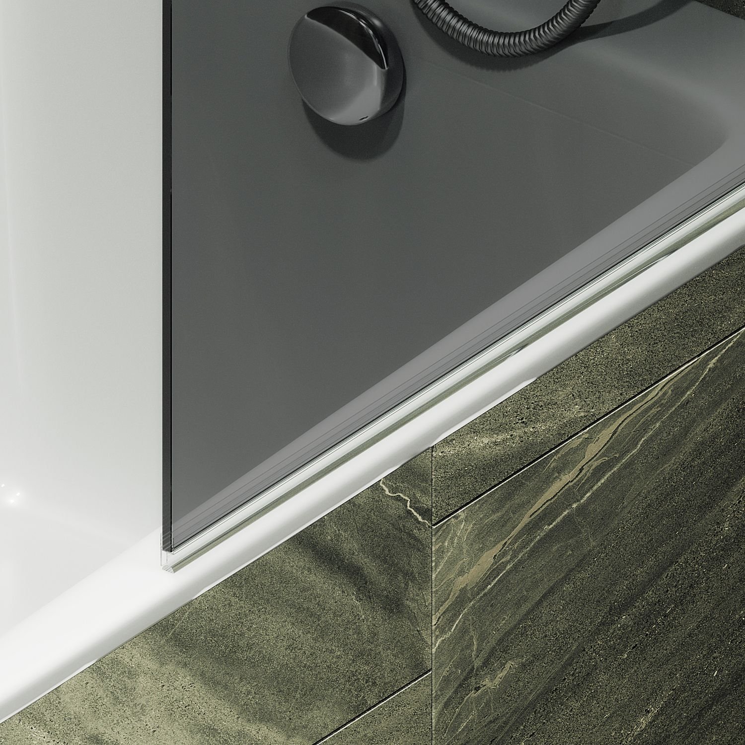 Шторка душевая Maybahglass (Майбахгласс) поворотная на монопетле 1400х800 мм, стекло 6 мм Графит + Полотенцедержатель MGV-791-6