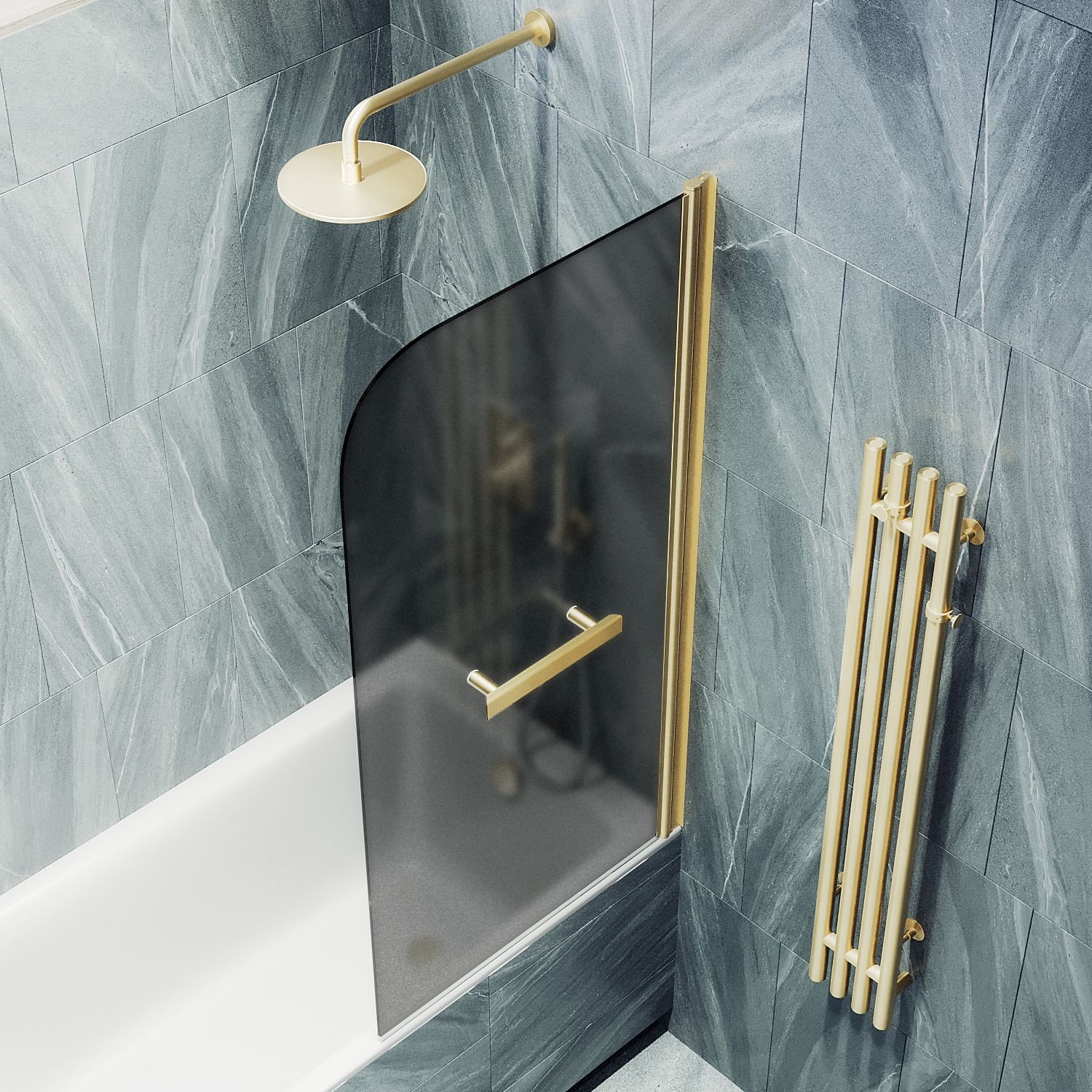 Шторка душевая Maybahglass (Майбахгласс) поворотная на монопетле 1400х800 мм, стекло 6 мм Графит матовый +Полотенцедержатель MGV-792-3