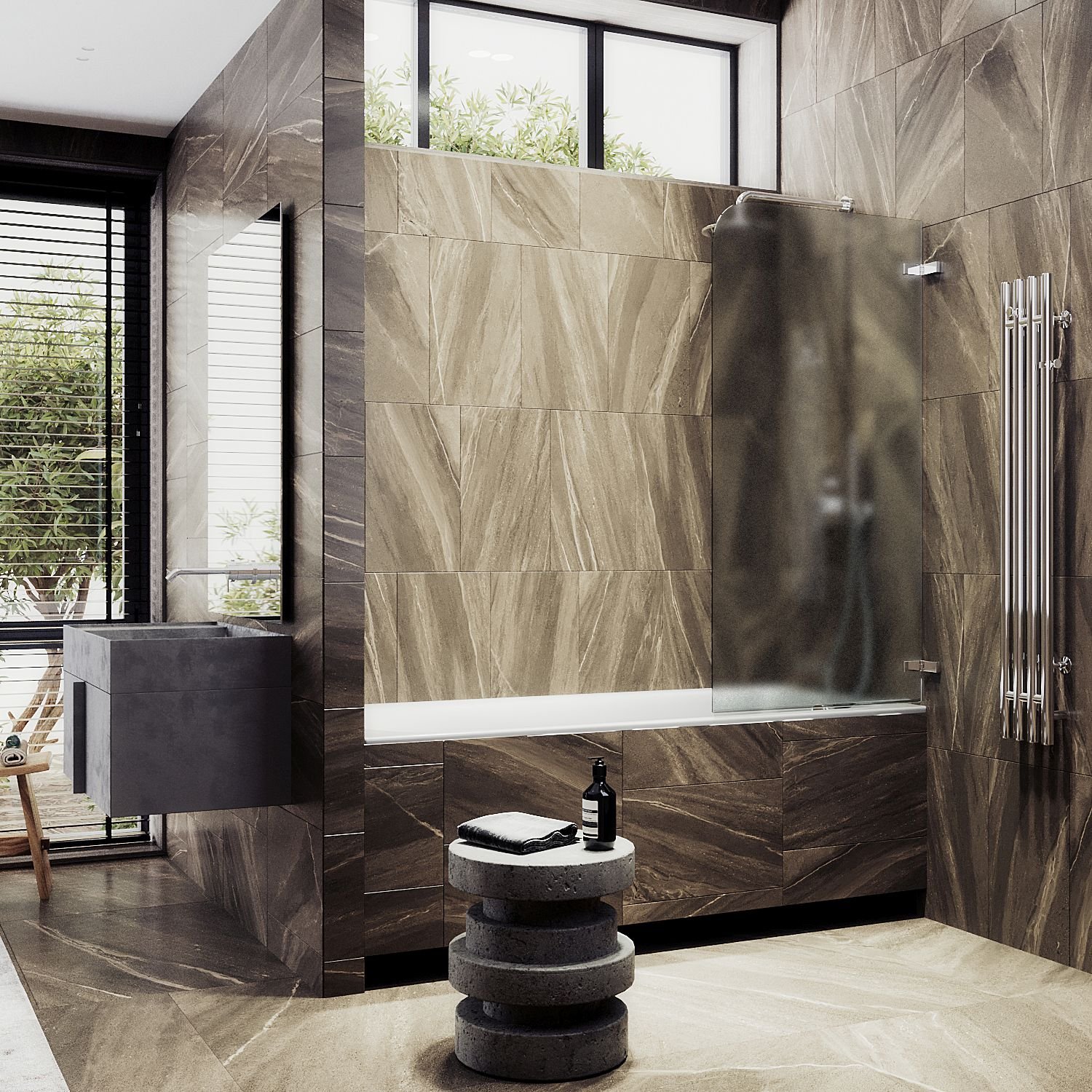 Шторка душевая Maybahglass (Майбахгласс) поворотная на петлях 1400х705 мм, стекло 6 мм Сатин MGV-655-4