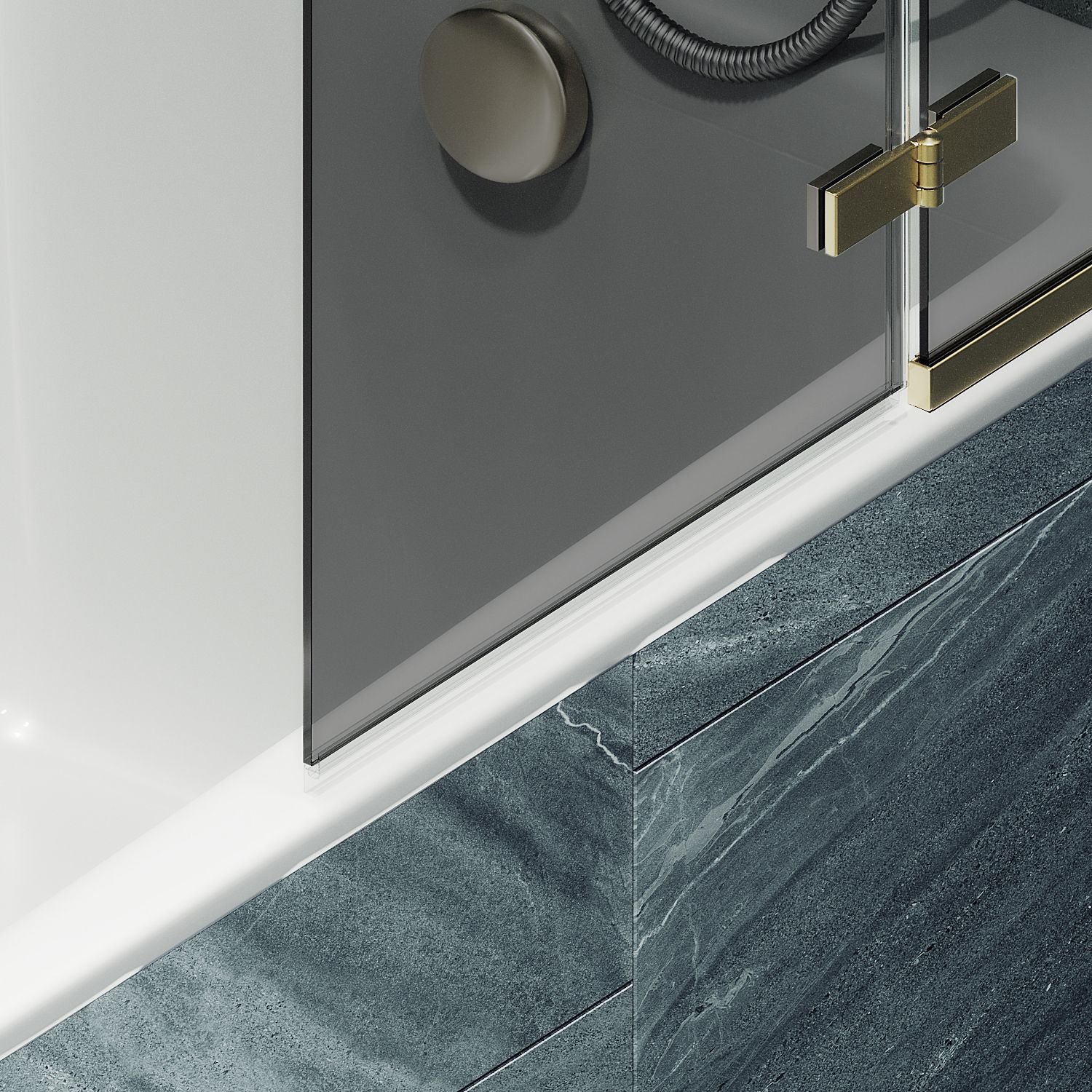 Шторка душевая Maybahglass (Майбахгласс) поворотная с добором 1400х690 мм, стекло 6 мм Графит MGV-659-3