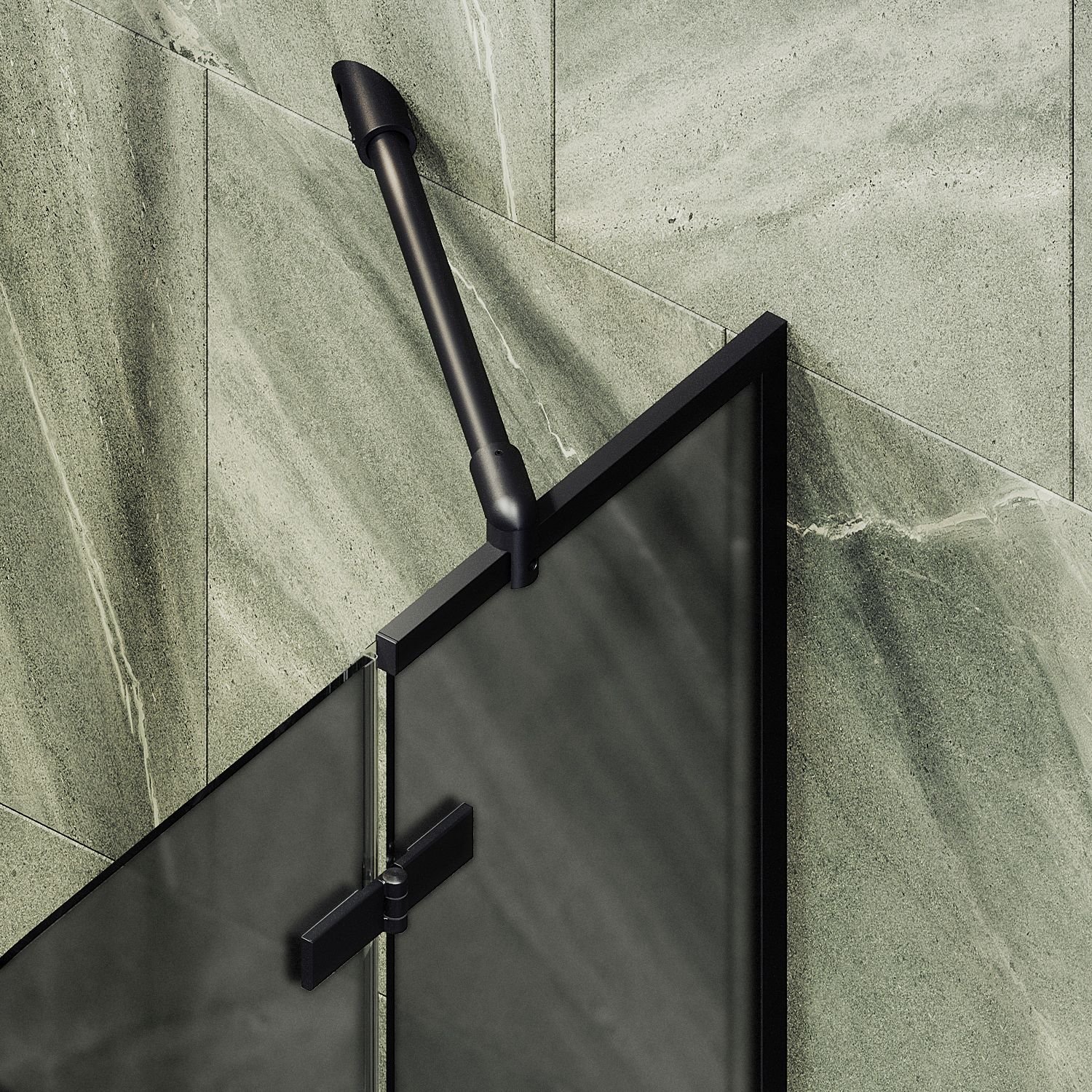 Шторка душевая Maybahglass (Майбахгласс) поворотная с добором 1400х690 мм, стекло 6 мм Графит матовый MGV-660-6