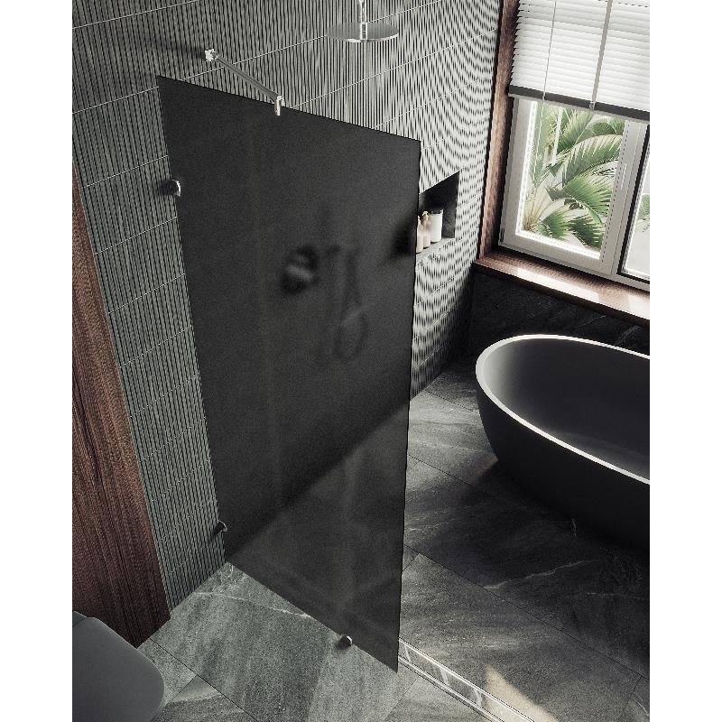 Душевая перегородка Maybahglass (Майбахгласс) коннектор стена-стекло 1950х990 мм, Стекло 8 мм Графит матовый MGD-273-4