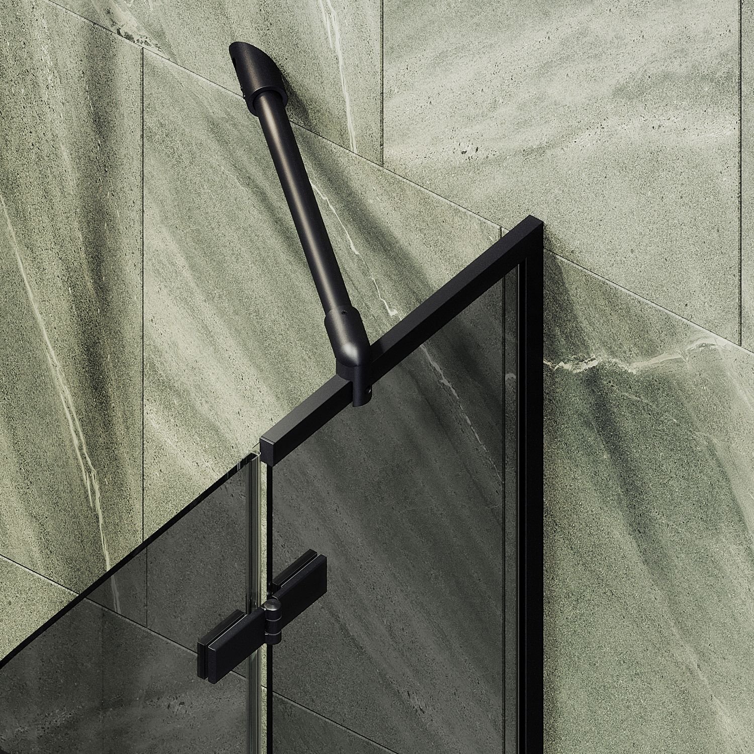 Шторка душевая Maybahglass (Майбахгласс) поворотная с добором 1400х990 мм, стекло 6 мм Графит MGV-918-6