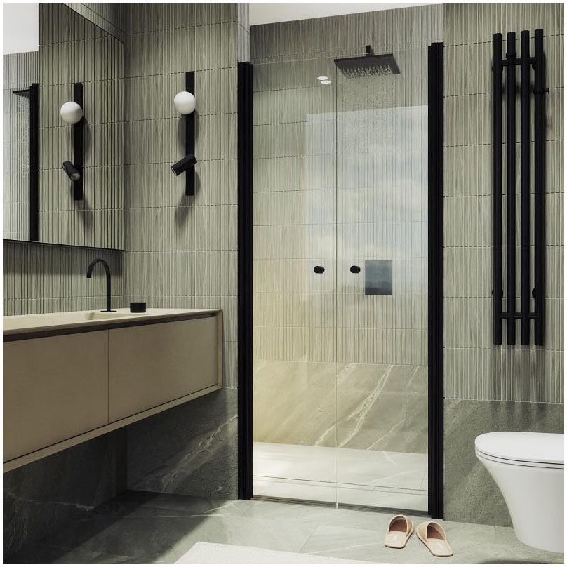 Душевая дверь двустворчатая на монопетлях Maybahglass (Майбахгласс) 1980х1200 мм, стекло 6 мм Бесцветное MGD-425-6