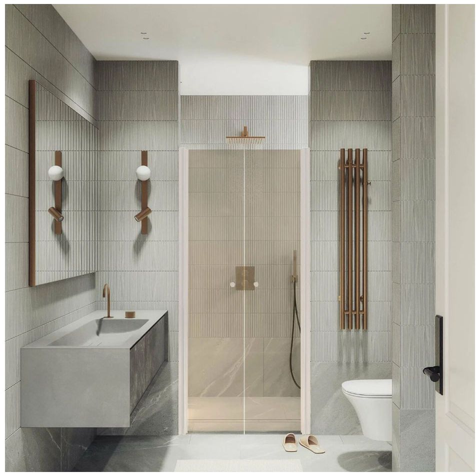 Душевая дверь двустворчатая на монопетлях Maybahglass (Майбахгласс) 1980х1200 мм, стекло 6 мм Бронза MGD-427-1