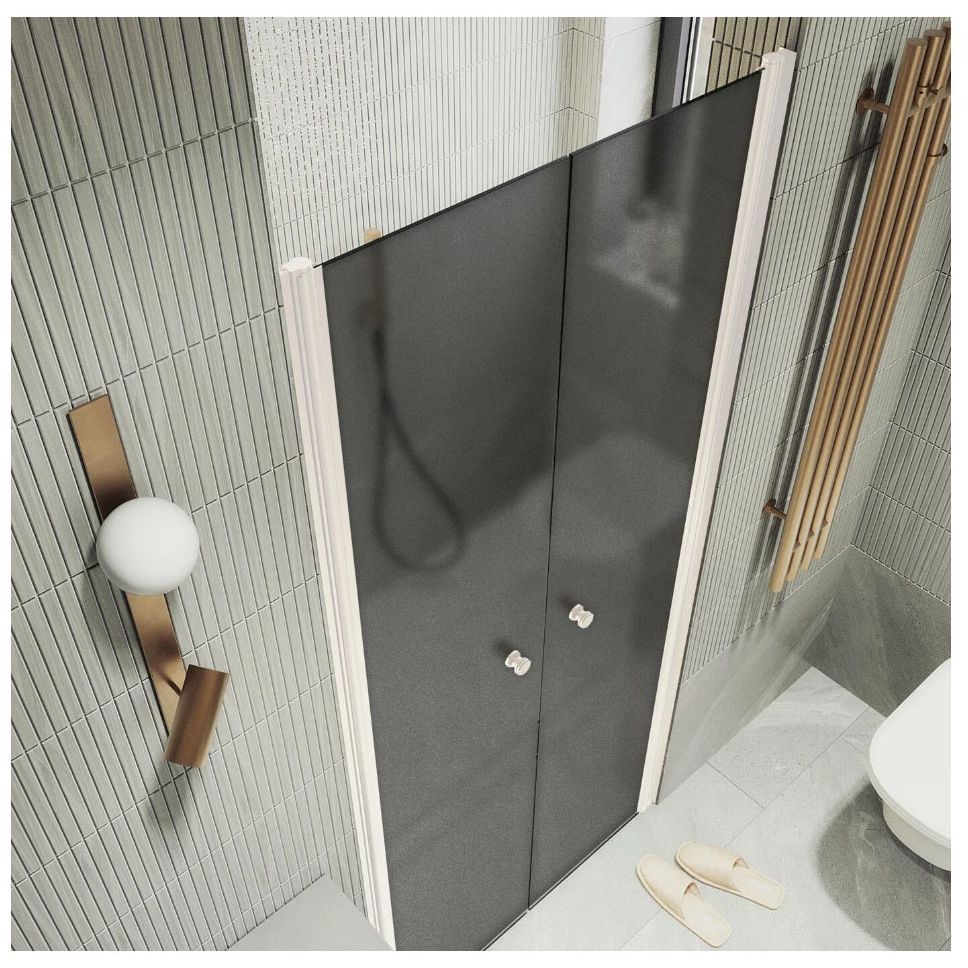 Душевая дверь двустворчатая на монопетлях Maybahglass (Майбахгласс) 1980х1200 мм, стекло 6 мм Графит матовый MGD-429-1