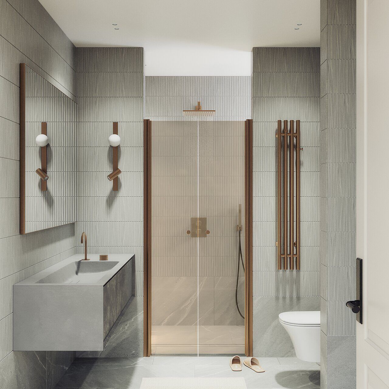 Душевая дверь двустворчатая на монопетлях Maybahglass (Майбахгласс) 1980х800 мм, стекло 6 мм Бронза MGD-434-2