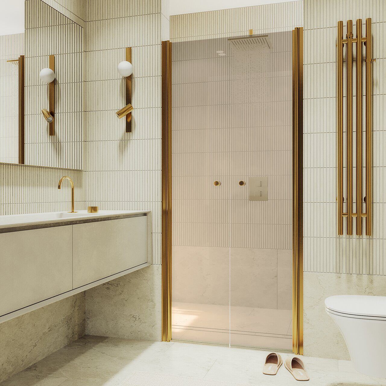 Душевая дверь двустворчатая на монопетлях Maybahglass (Майбахгласс) 1980х800 мм, стекло 6 мм Бронза MGD-434-3