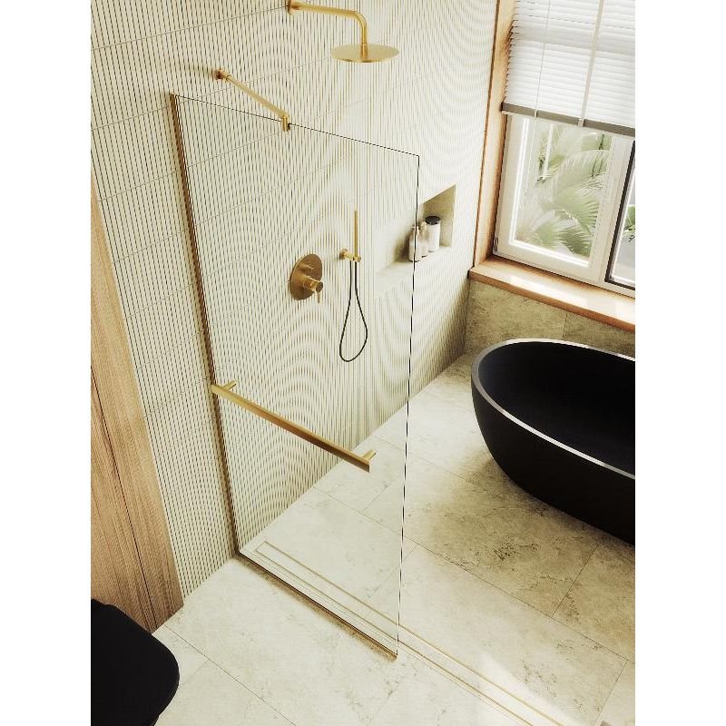 Душевая перегородка Maybahglass (Майбахгласс) в узком профиле 1950х890 мм, Стекло 8 мм Бесцветное +Полотенцедержатель MGD-732-3у