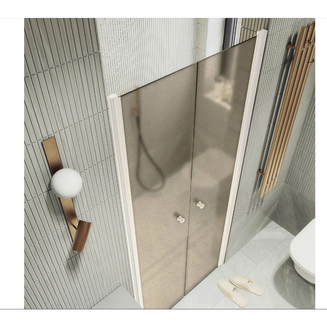 Душевая дверь двустворчатая на монопетлях Maybahglass (Майбахгласс) 1980х800 мм, стекло 6 мм Бронза матовая MGD-433-1