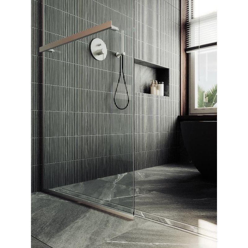 Душевая перегородка Maybahglass (Майбахгласс) в узком профиле 1950х890 мм, Стекло 8 мм Бесцветное +Полотенцедержатель MGD-732-5у