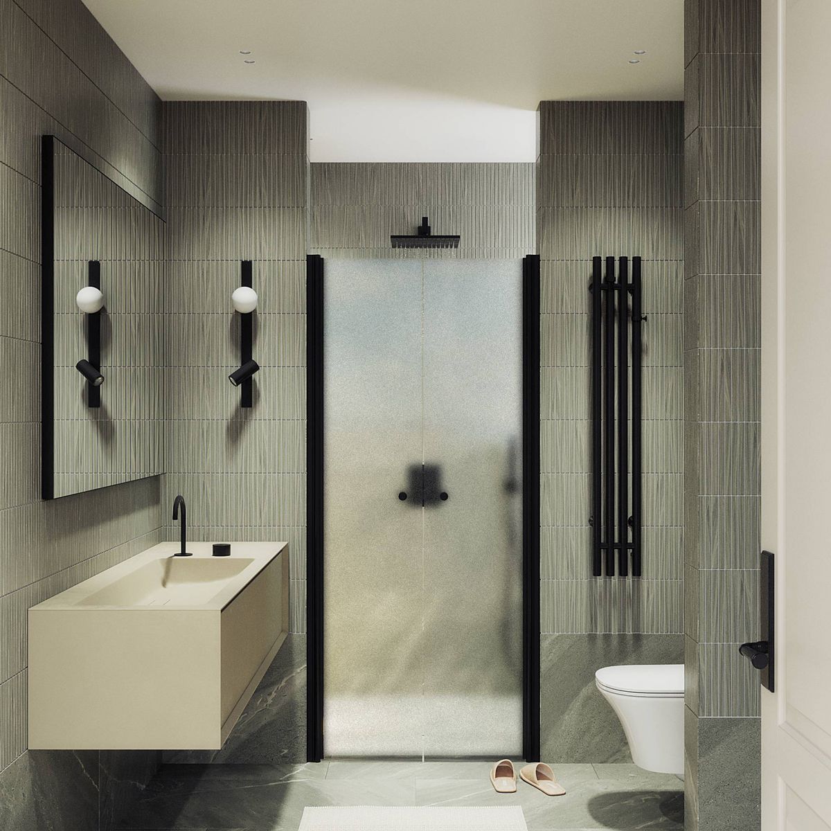 Душевая дверь двустворчатая на монопетлях Maybahglass (Майбахгласс) 1980х800 мм, стекло 6 мм Сатин MGD-435-6