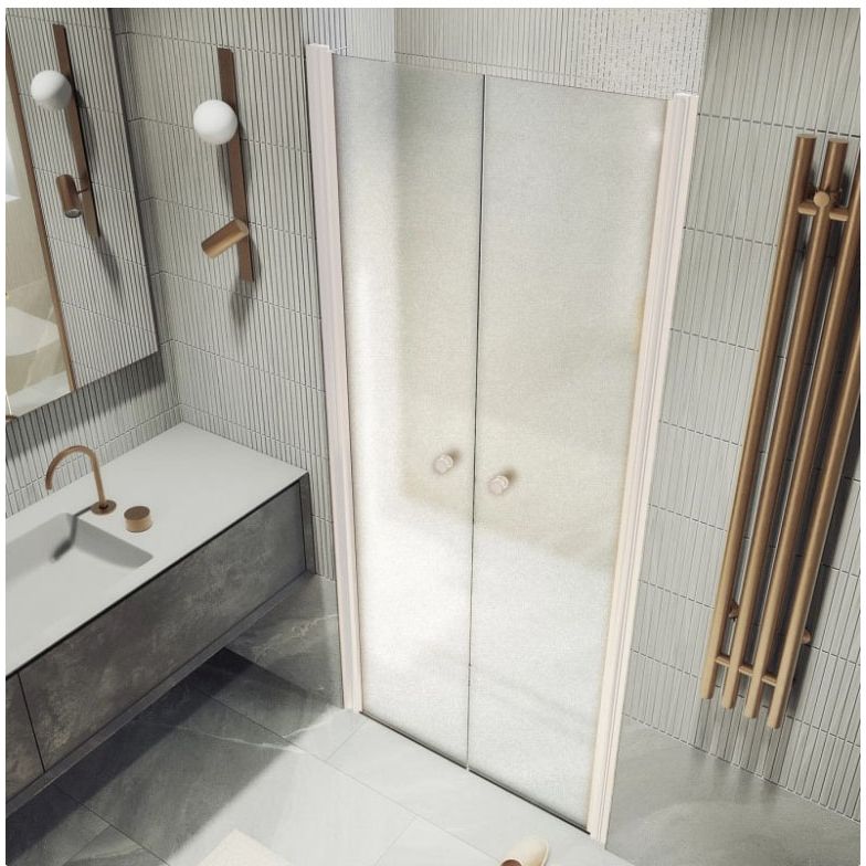 Душевая дверь двустворчатая на монопетлях Maybahglass (Майбахгласс) 1980х800 мм, стекло 6 мм Сатин MGD-435-1