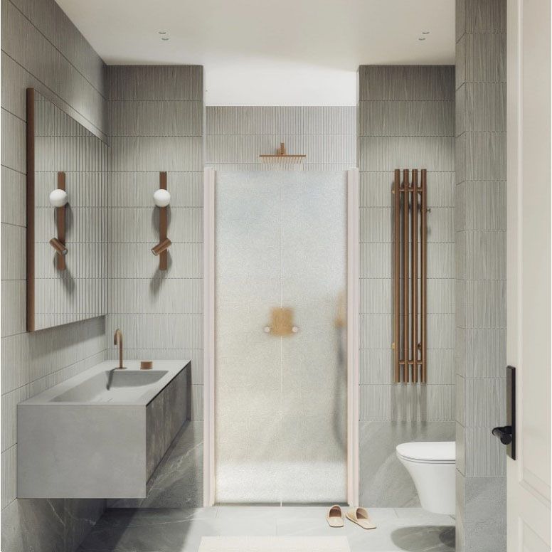 Душевая дверь двустворчатая на монопетлях Maybahglass (Майбахгласс) 1980х800 мм, стекло 6 мм Сатин MGD-435-1