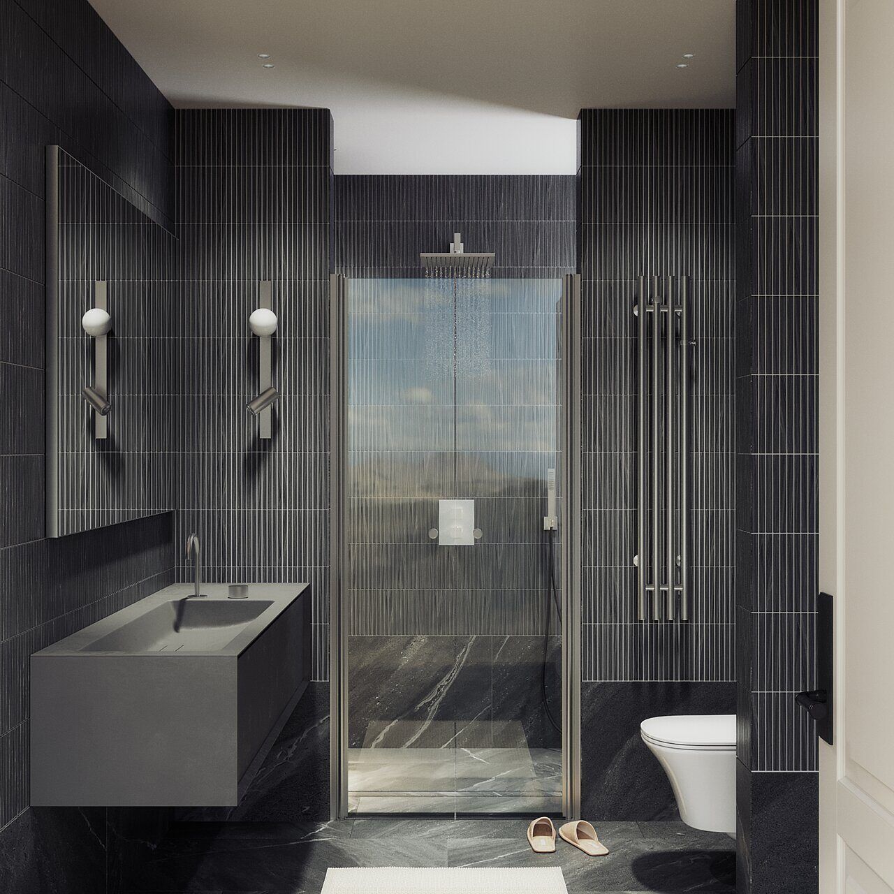 Душевая дверь двустворчатая на монопетлях Maybahglass (Майбахгласс) 1980х890 мм, стекло 6 мм Бесцветное MGD-423-5