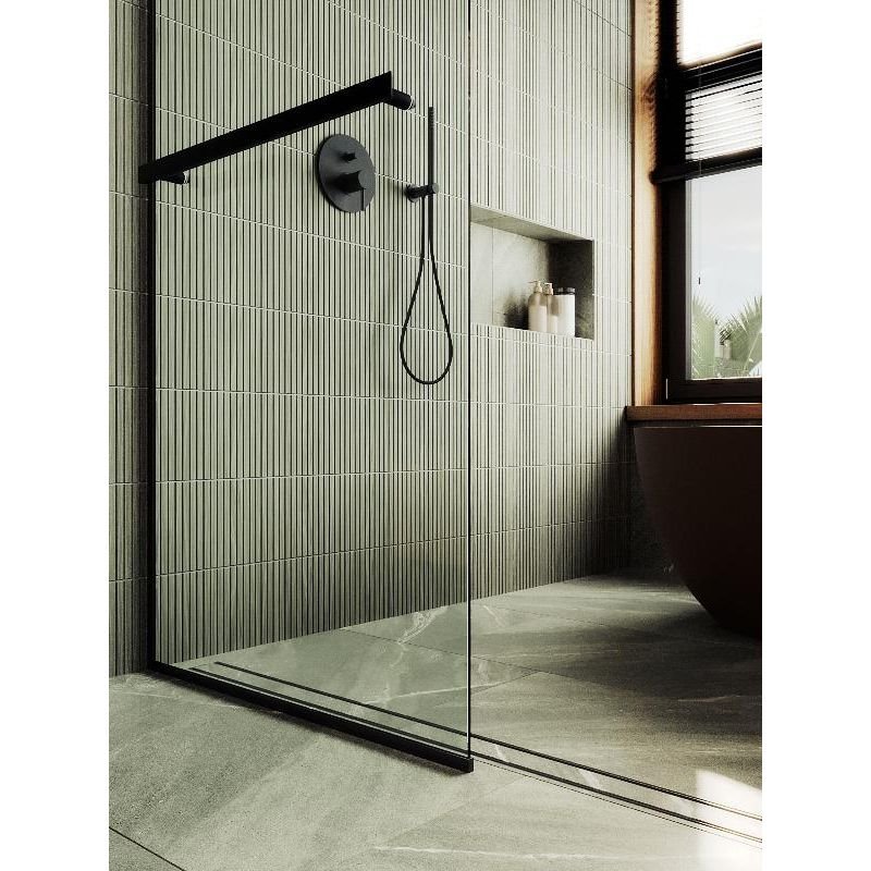 Душевая перегородка Maybahglass (Майбахгласс) в узком профиле 1950х890 мм, Стекло 8 мм Бесцветное +Полотенцедержатель MGD-732-6у