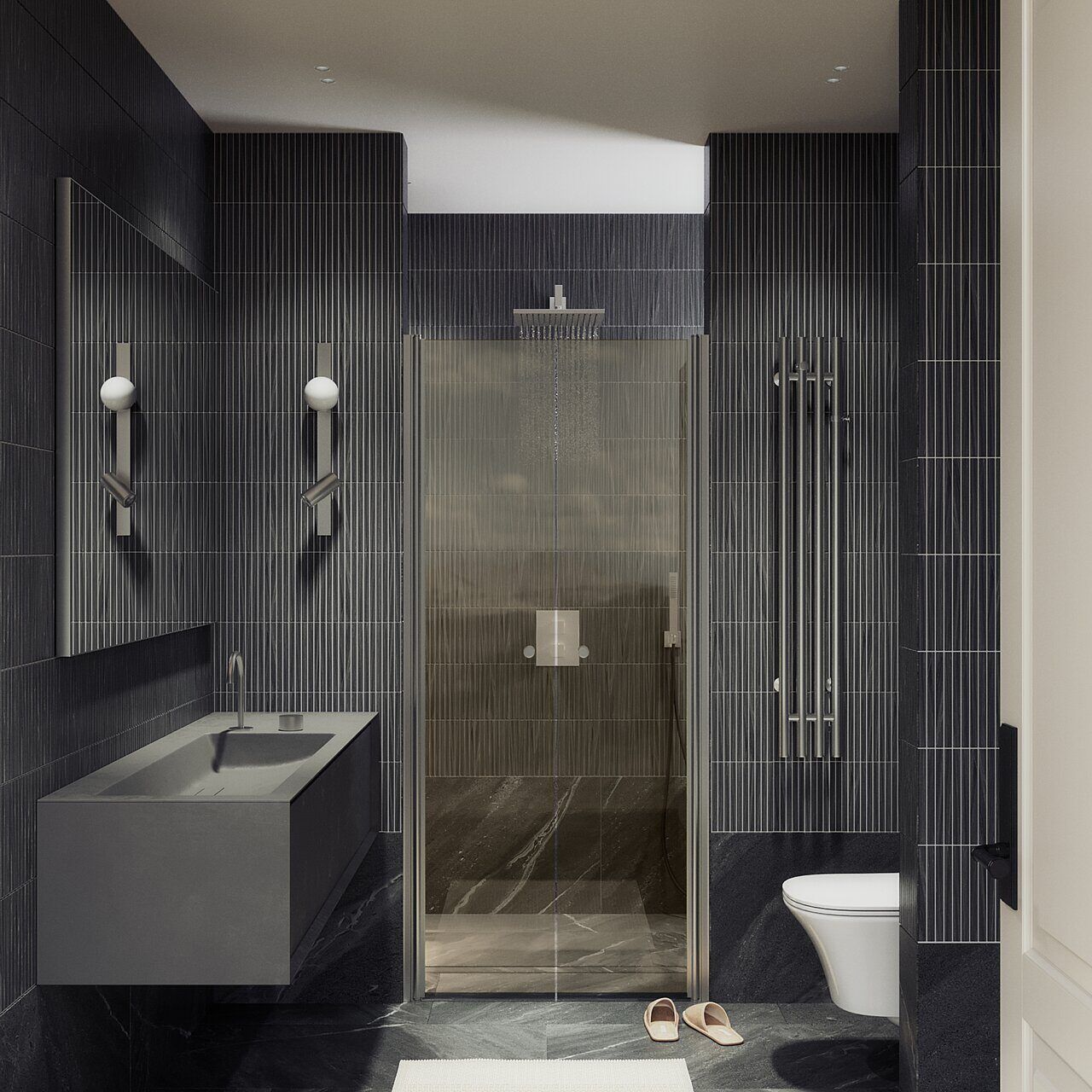 Душевая дверь двустворчатая на монопетлях Maybahglass (Майбахгласс) 1980х890 мм, стекло 6 мм Бронза MGD-438-5