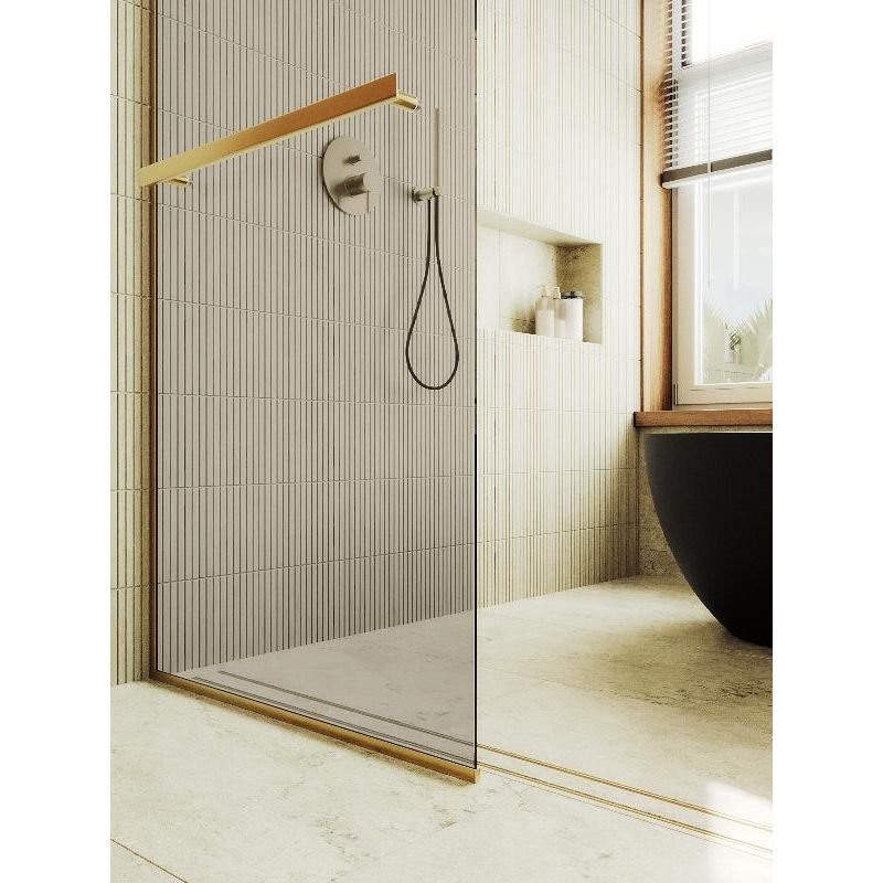 Душевая перегородка Maybahglass (Майбахгласс) в узком профиле 1950х890 мм, Стекло 8 мм Бронза +Полотенцедержатель MGD-733-3у